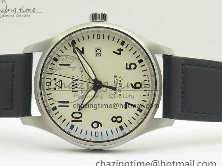MIROTIME 0328 Efficient Mark XVIII Le Petit Prince IW327001 SS MKS 1:1 Best Edition White Dial On Leather Strap MIYOTA9015 V 7220